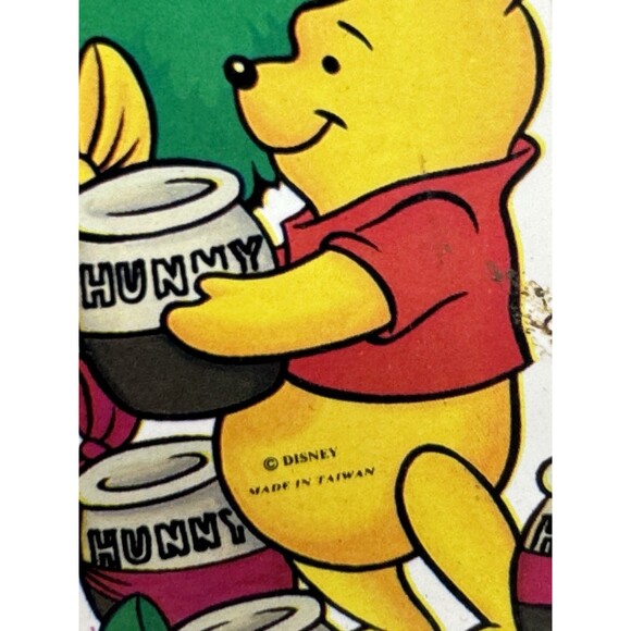 Vintage Disney Winnie the Pooh & Friends Wooden Wreath Merry Christmas Ornament - Picture 3 of 3